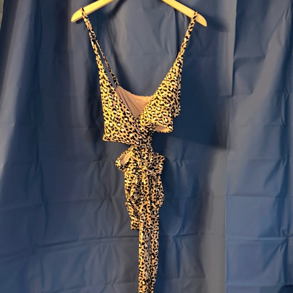 Leopard Print Aerie Wrap One Piece Swimsuit size XL